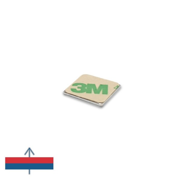 Magnet neodim bloc 15 x 15 x 1 mm autoadeziv cu magnetizare