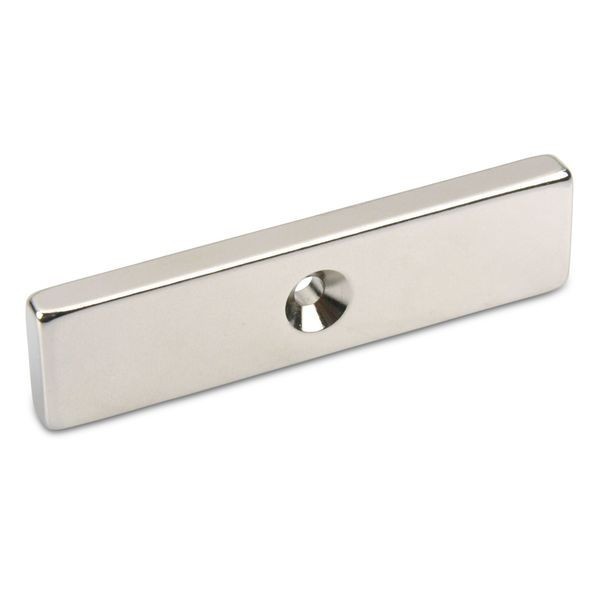 Magnet neodim bloc 60 x 15 x 5 mm cu gaură cu șanfren lateral