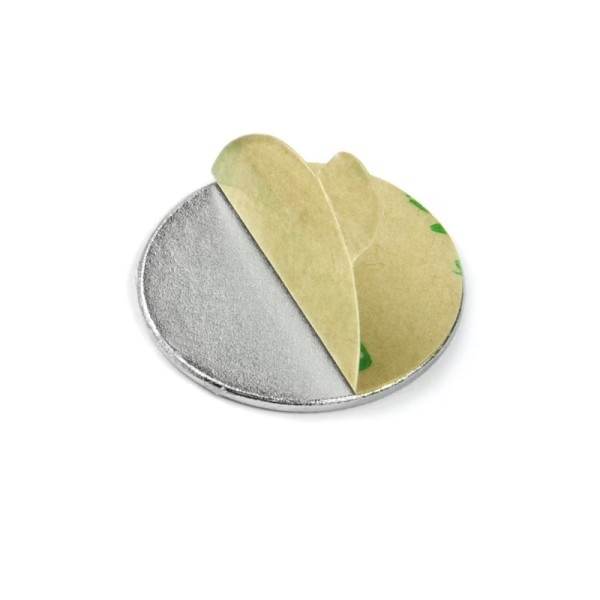 Неодимов магнит диск 20 x 1 мм със самозалепваща се основа