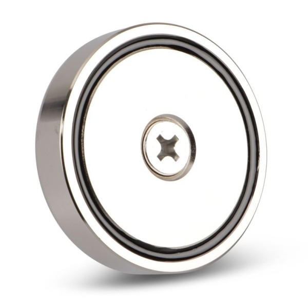 Magnet neodim oală D 80 mm cârlig inelar - fishing / pescuit verso