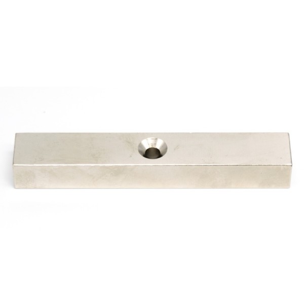 Magnet neodim bloc 120 x 20 x 15 mm cu gaură și șanfren D7 / D12 - imaginea principală