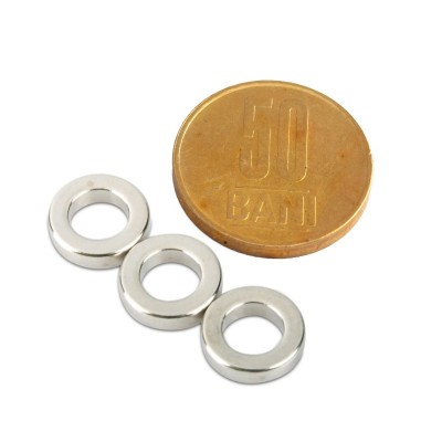 Magnet neodim inel 12 x 6 x 3 mm 3 bucăți cu 50 bani