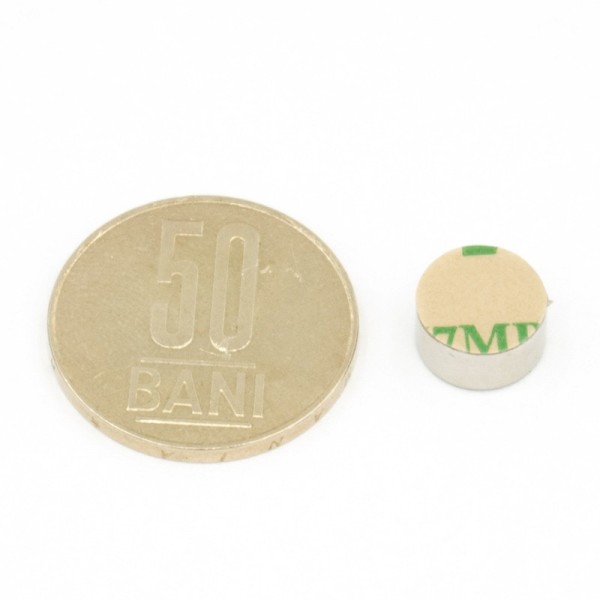 Magnet neodim disc 10 x 5 mm autoadeziv verso 50 bani