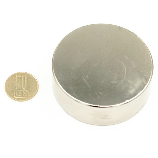 Неодимов магнит диск 70 x 25 мм с монета 50 стотинки