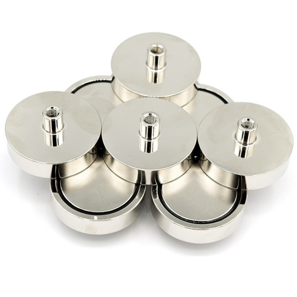 Неодимов магнит тенджера Ø48 мм с пръстеновидна кука комплект
