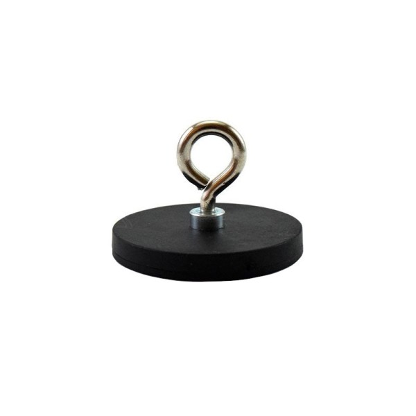 Magnet neodim oală D 43 mm cauciucat cu cârlig inelar