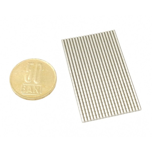 Неодимов магнит цилиндър 1,5 x 2 мм комплект с монета 50 стотинки