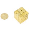 Неодимов магнит куб 10 мм позлатен N52 27 броя