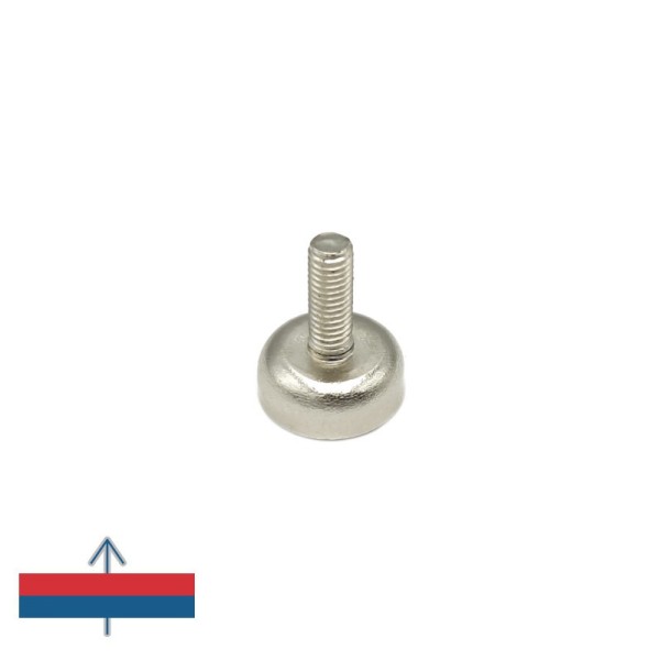 Magnet neodim oală D 10 mm cu filet exterior cu magnetizare