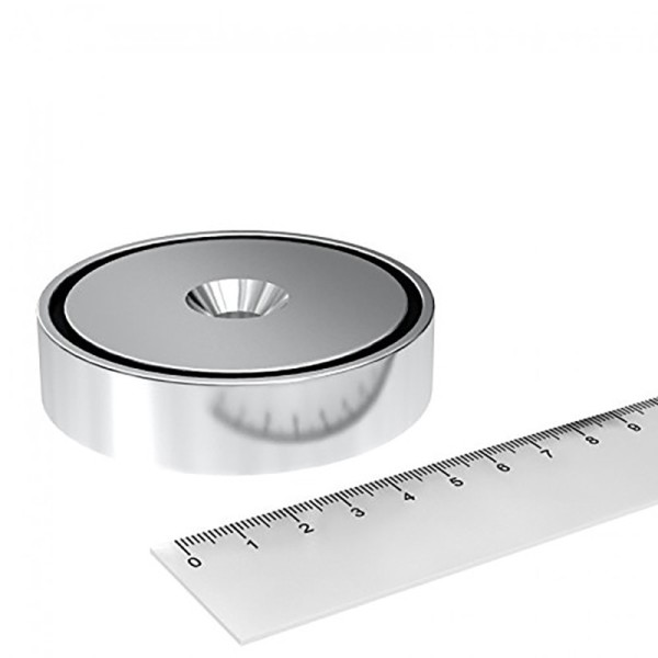 Magnet neodim oală D 75 mm cu rigla