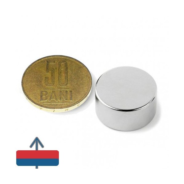 Неодимов магнит диск 20 x 10 мм с монета 50 стотинки