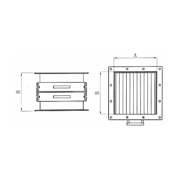 Separator magnetic cu grile magnetice tip sertar culisant pe două rânduri 308 x 305 x 270 mm cu două sertare - schema