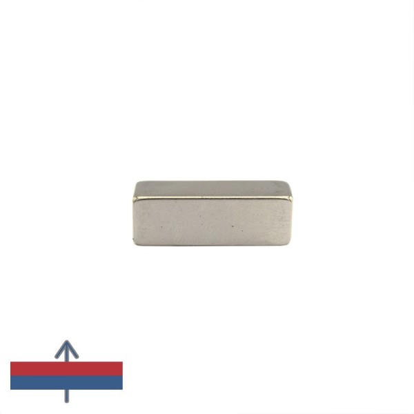 Неодимов магнит блок 30 x 10 x 10 NiCuNi N42 с намагнитване