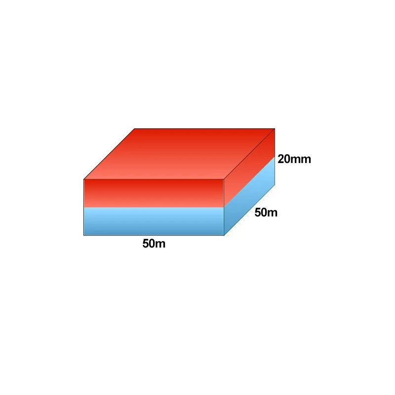 Magnet neodim bloc 50 x 50 x 20 mm schema