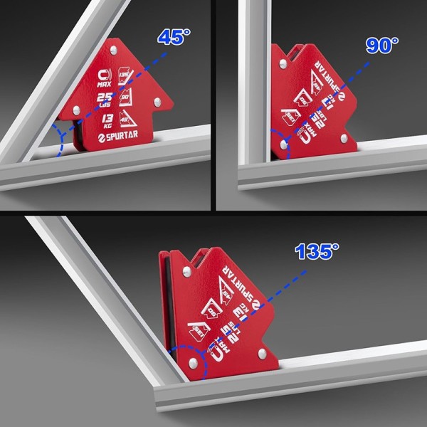 Dispozitiv magnetic fixare piese sudură 122 x 25 x 20 mm - tip A - unghiuri