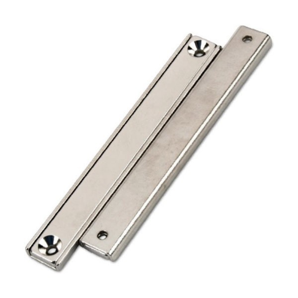 Неодимов магнит блок тип тенджера 100 x 13,5 x 5 мм, правоъгълен, с 2 дупки Ø 3,3 и фаска Ø 6,5 - 2 броя