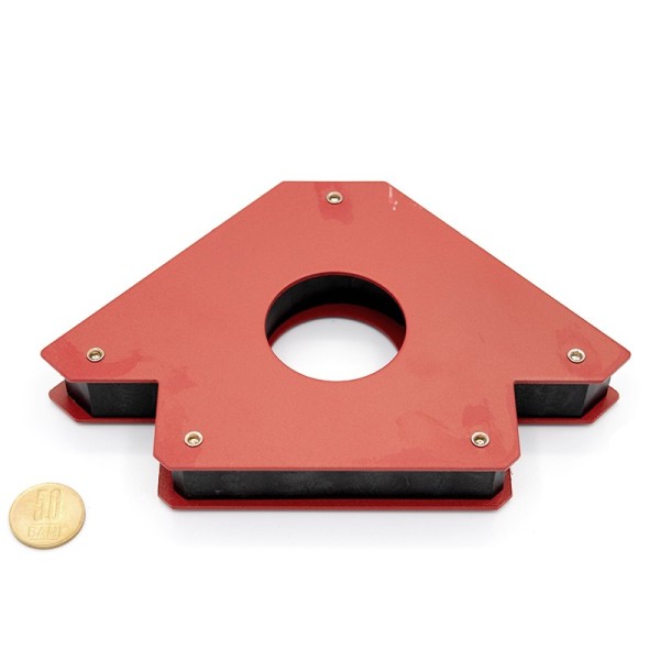 Магнит за заваряване 122 x 25 x 20 мм - тип A - магнитно устройство за фиксиране на заваръчни части с монета 50 стотинки