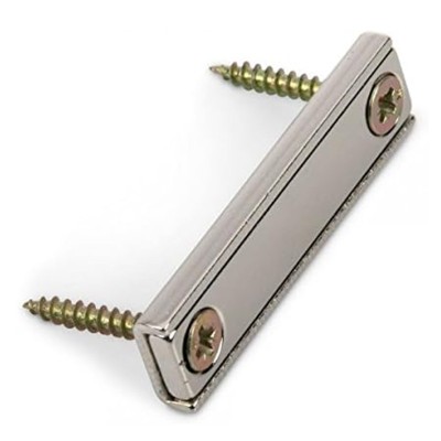 Magnet neodim bloc 120 x 13,5 x 5 mm, în carcasă, cu 2 găuri D 3,3 și șanfren D 6,5 - utilizare holșuruburi