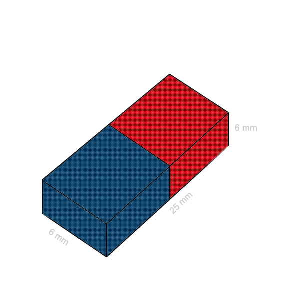 Неодимов магнит блок 25 x 6 x 6 мм C