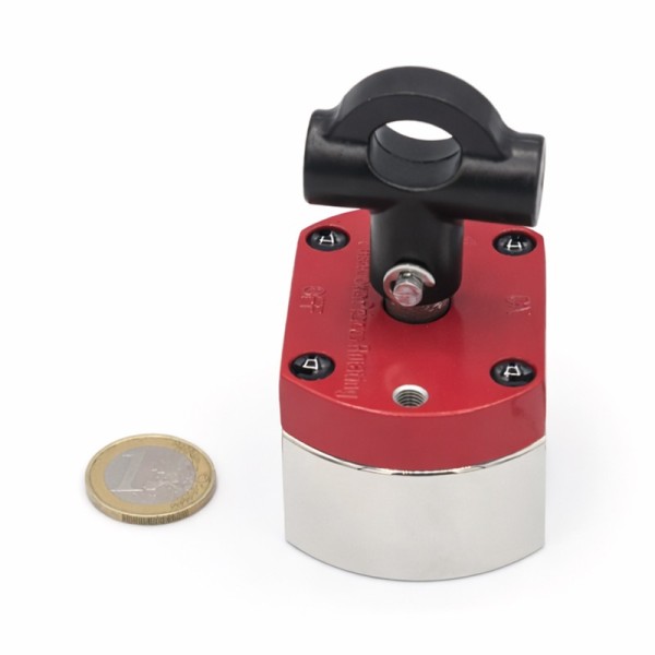 Sistem magnetic comutabil pornit/oprit multifuncțional - forță 80 kg de ridicare cu moneda de un euro