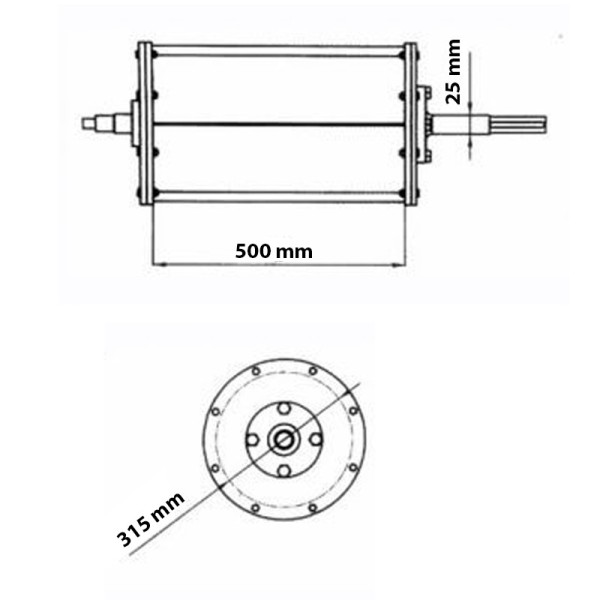 Tambur magnetic half 500 x 315 mm pentru separare magnetică automată - dimensiuni