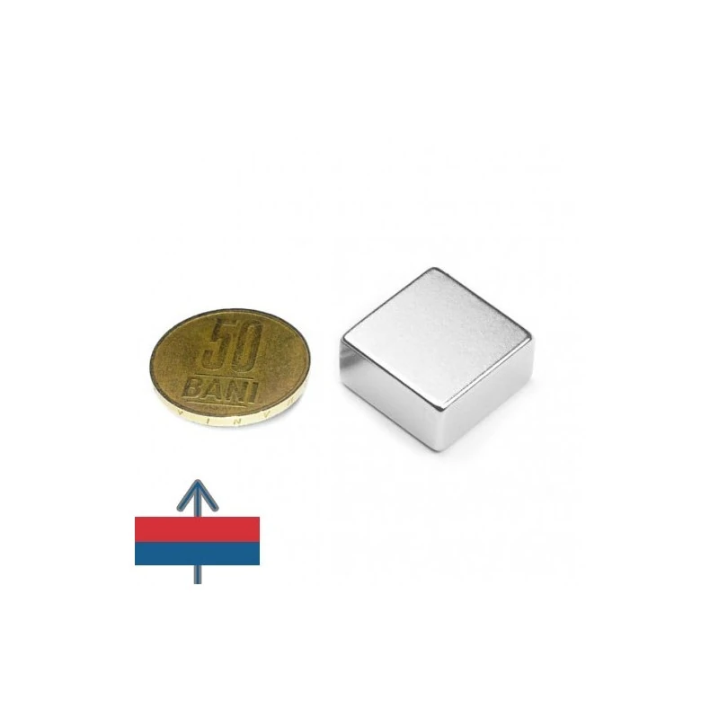 Magnet neodim bloc 20 x 20 x 10 mm cu magnetizare