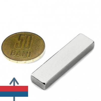 Magnet neodim bloc 40 x 10 x 05 mm cu magnetizare