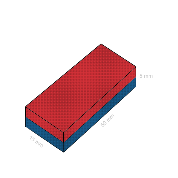 Неодимов магнит блок 50 x 15 x 0.5 мм C