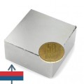 Неодимов магнит блок 50 x 50 x 25 мм с магнитизация и монета от 50 бани