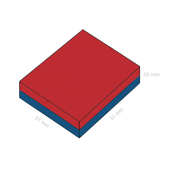 Неодимов магнит блок 50 x 50 x 25 мм размери