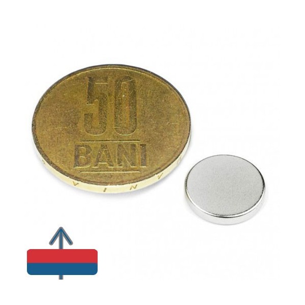 Magnet neodim disc 12 x 02 mm cu moneda de 50 bani