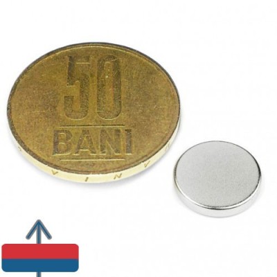 Magnet neodim disc 12 x 02 mm cu moneda de 50 bani